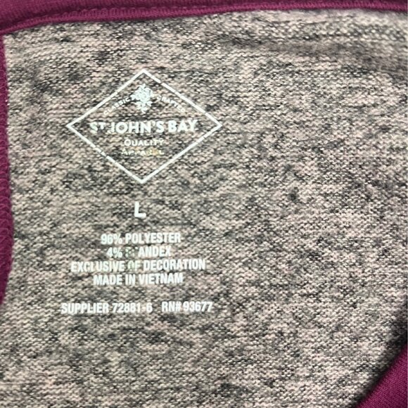 St. John's Bay Burgundy Floral Print Classic Tee Long-Sleeve Shirt Size Large - Picture 3 of 10